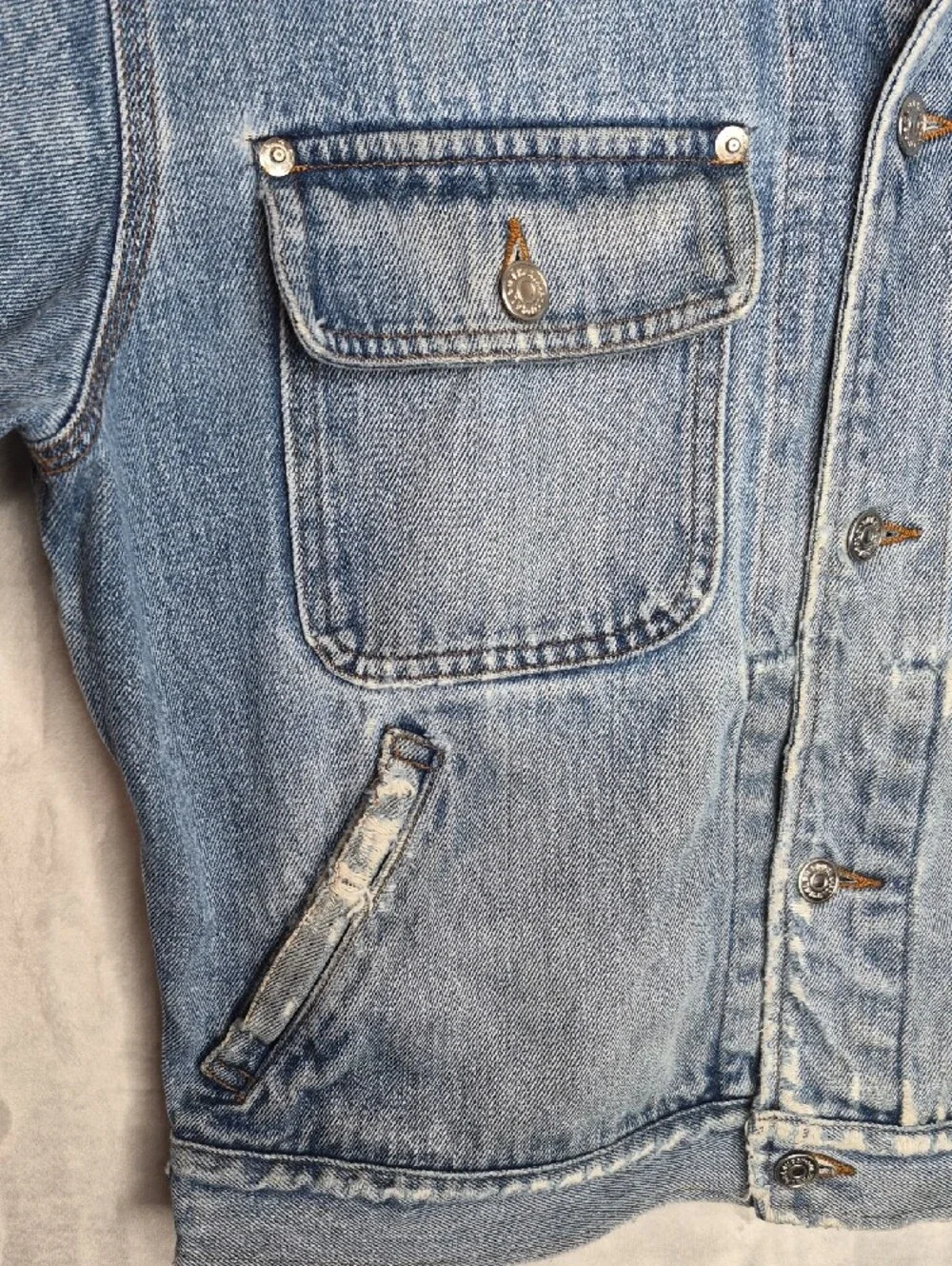 Vintage 80s Polo Ralph Lauren Made in USA Distressed Denim Jacket Medium